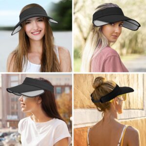 Sukeen Wide Brim Sun Visor for Women&Men, Retractable Visors Hat with UV Protection Sun Hats for Beach Golf Garden Outdoor Black