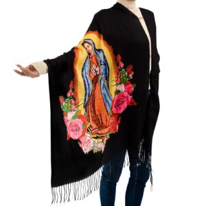 virgen de guadalupe blanket scarf,traditional mexican dress prayer shawl catholic gifts for women,virgin mary hoodie poncho,rebozos vestidos mexicana regalos para mujer mamá abuelita mi esposa