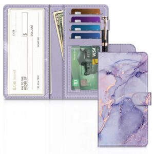 Fintie Checkbook Cover for Personal Checkbook, RFID Blocking Big Capacity Standard Register Duplicate Checks with Pen Holder, Cards Slots