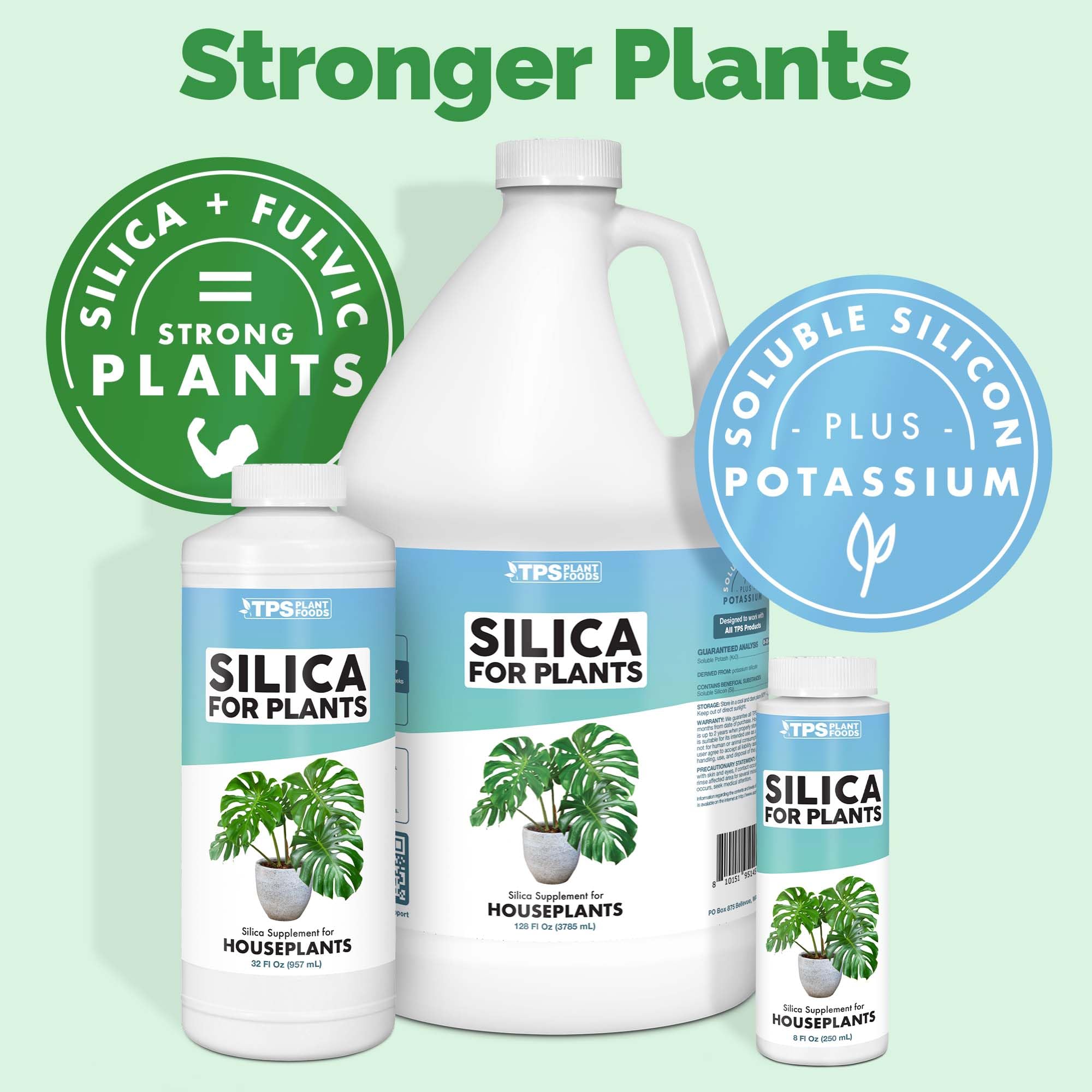 Silica for Houseplants, Liquid Silicon Plant Food for Strong Stems and Healthy Leaves, Liquid Plant Fertilizer 8 oz (250mL)