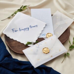 Mother of the Bride Gifts Happy Tears Wedding Handkerchief Something Blue for Bride on Wedding Day