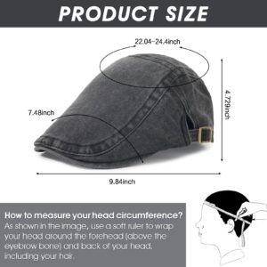 Qlauca 3Pcs Men's Newsboy Caps Washing Cotton Cooling Lightweight Scally Cap for Men Adjustable Flat Cap