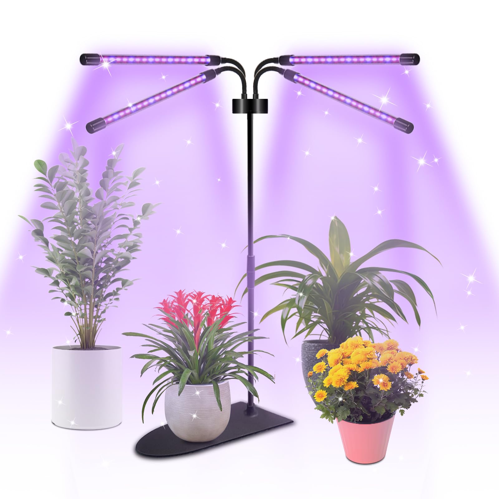 Shyineyou Grows Lights for Indoor Plants Full Spectrum, Plant Light for Indoor Plant with 3/9/12H Timer, 3 Switch Modes, Dimmable Plant Grow Light