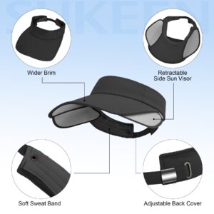 Sukeen Wide Brim Sun Visor for Women&Men, Retractable Visors Hat with UV Protection Sun Hats for Beach Golf Garden Outdoor Black