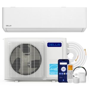 della 12,000 btu wifi mini split ac, work with alexa,energy star 208/230v 23 seer2 cools up to 550 sq.ft inverter air conditioner w/1 ton pre-charged heat pump & 16.4ft installation kits