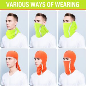 Blulu 8 Pcs Summer Balaclava Cooling Full Face Ski Mask Men Women with Reflective Strip(50-55cm,Fluorescent Orange and Green)