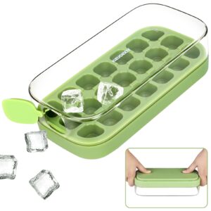 ice cube tray, easy release ice mold - silicone 21 pcs ice cube trays for freezer - ice box for cocktail, tea, coffee