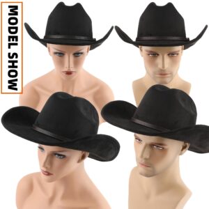 Pro Celia Big Wide Brim Cowboy Hat for Women Men Felt Western Cowgirl Hats (US, Alpha, Medium, Belt-Black)