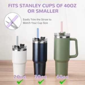 Tomorotec 15PCS Reusable Silicone Drinking Straws w/ 2 Brushes, Fit for Stanley Tumbler 40oz 30oz 20oz, 12" Long Customizable for Various Drinkware, Dishwasher Safe, BPA-Free, Safe for Teeth (Macaron)