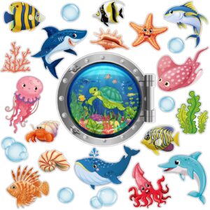 kanayu 24 pcs cruise door decorations magnetic ocean cruise door magnet sea animals magnet stickers fish turtle crab shark magnets for refrigerator cruise door car carnival party supplies decoration