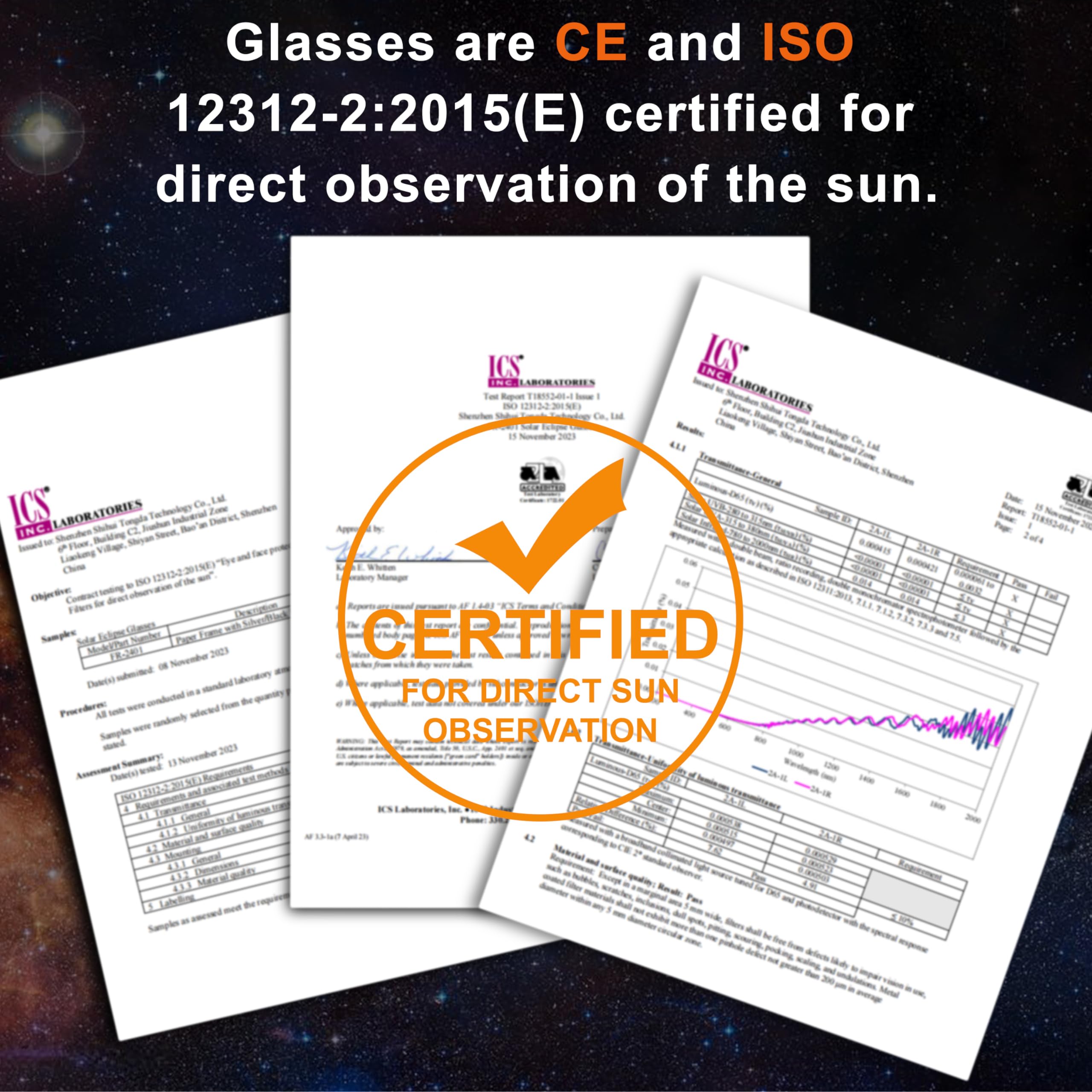 Keyaluo Solar Eclipse Glasses AAS Approved 2024 - ISO 12312-2:2015(E) & CE Certified, 3 Pack Durable Plastic Eclipse Glasses for Direct Sun Viewing