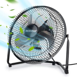 beestar floor fan,3-speed portable metal fan, fan quiet for home, high velocity floor fan with adjustable tilt for home office bedroom,black (9 inch)