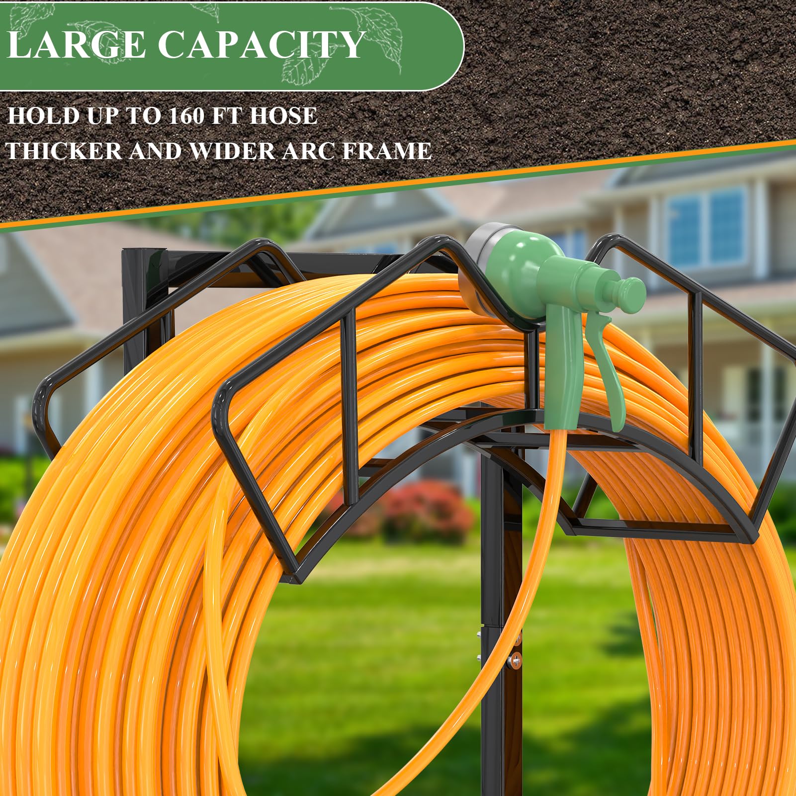 Qatsrin Super Stable Garden Hose Holder, Detachable Water Hose Holders Hose Storage Hold 120-Feet Hose, Water Hose Holder for Outside, Yard, Lawn, Farm