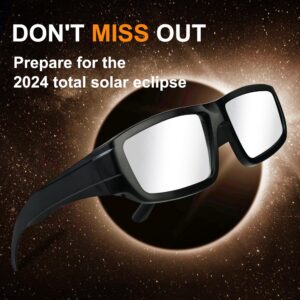 Keyaluo Solar Eclipse Glasses AAS Approved 2024 - ISO 12312-2:2015(E) & CE Certified, 3 Pack Durable Plastic Eclipse Glasses for Direct Sun Viewing