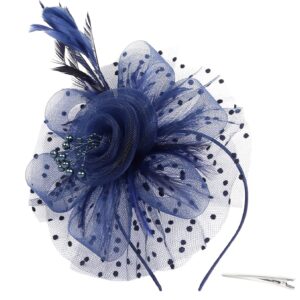 Fascinators Hats for Women Tea Party Headband Kentucky Derby Hats Fascinator Headpiece Navy Blue