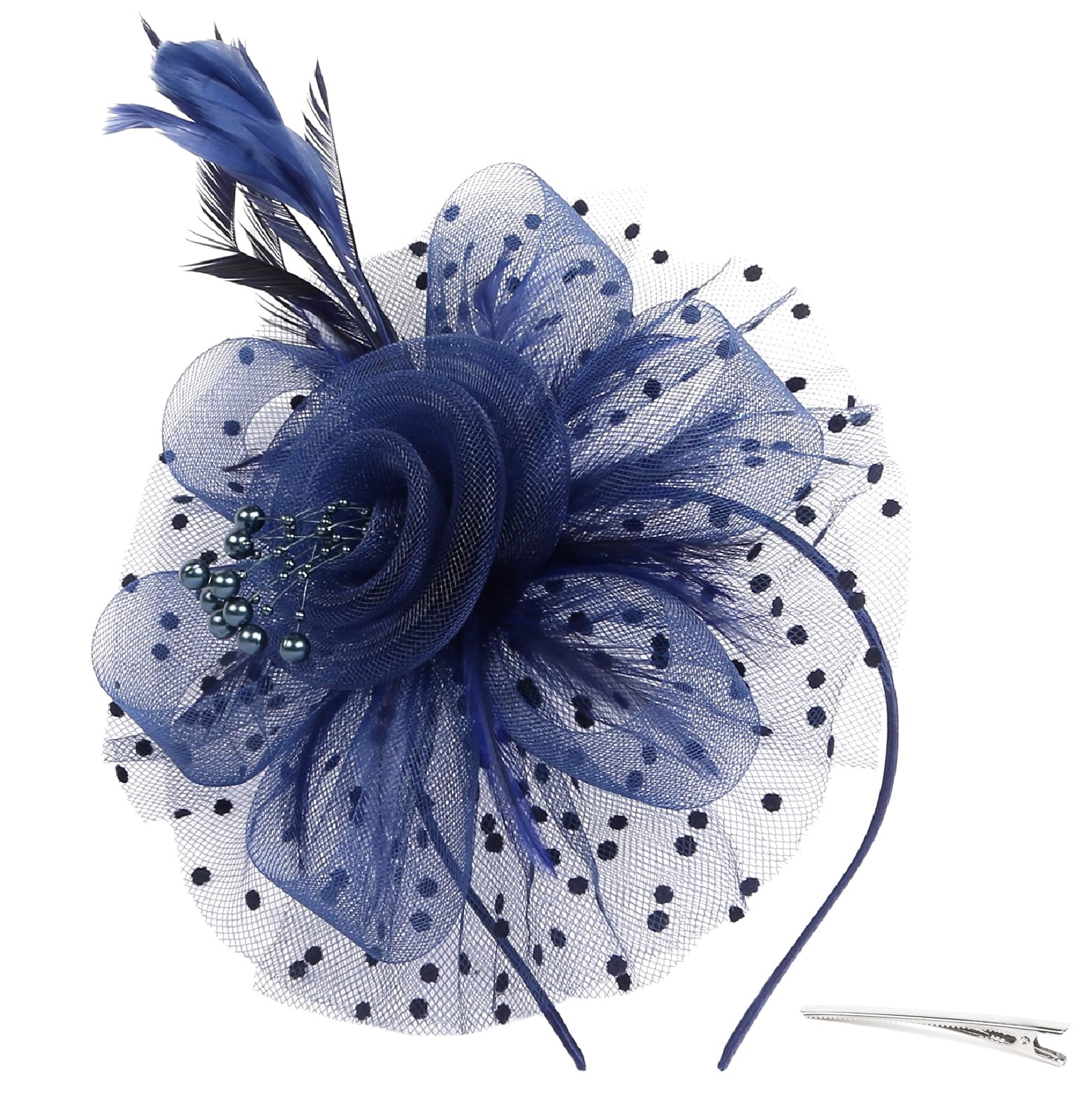 Fascinators Hats for Women Tea Party Headband Kentucky Derby Hats Fascinator Headpiece Navy Blue