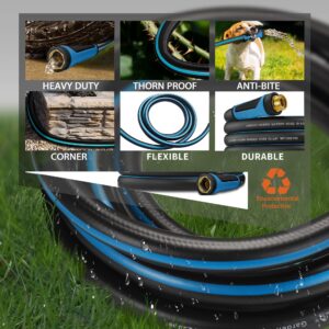 Hybrid Garden Hose 100 FT x 5/8",Heavy Duty Water Hose With 3/4" Solid Brass Fittings, No-Tangle & No-Kink,Tough & Flexible,Durable& Lightweight,Non-Expanding Garden Hoses for Yard, Outdoor, RV