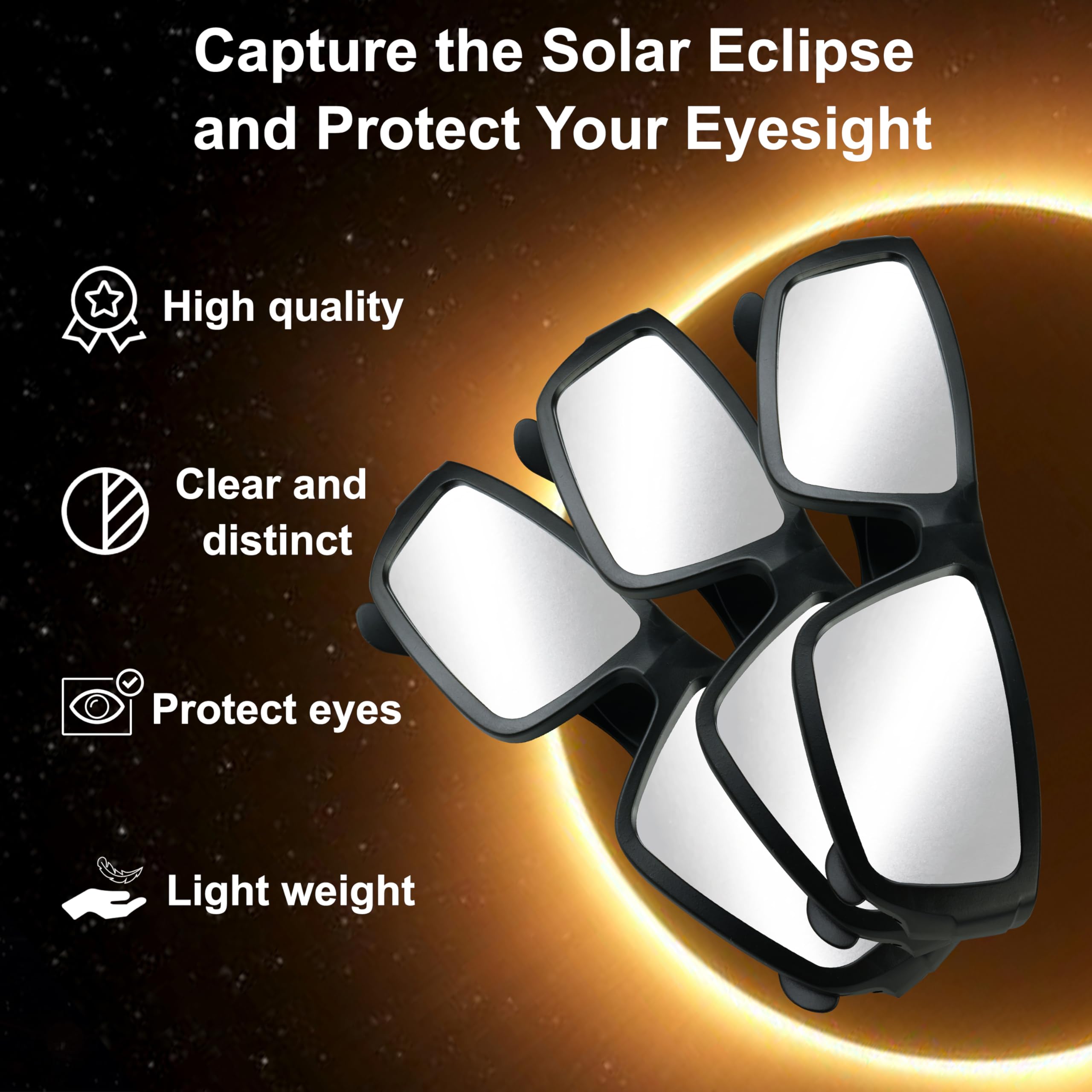 Keyaluo Solar Eclipse Glasses AAS Approved 2024 - ISO 12312-2:2015(E) & CE Certified, 3 Pack Durable Plastic Eclipse Glasses for Direct Sun Viewing