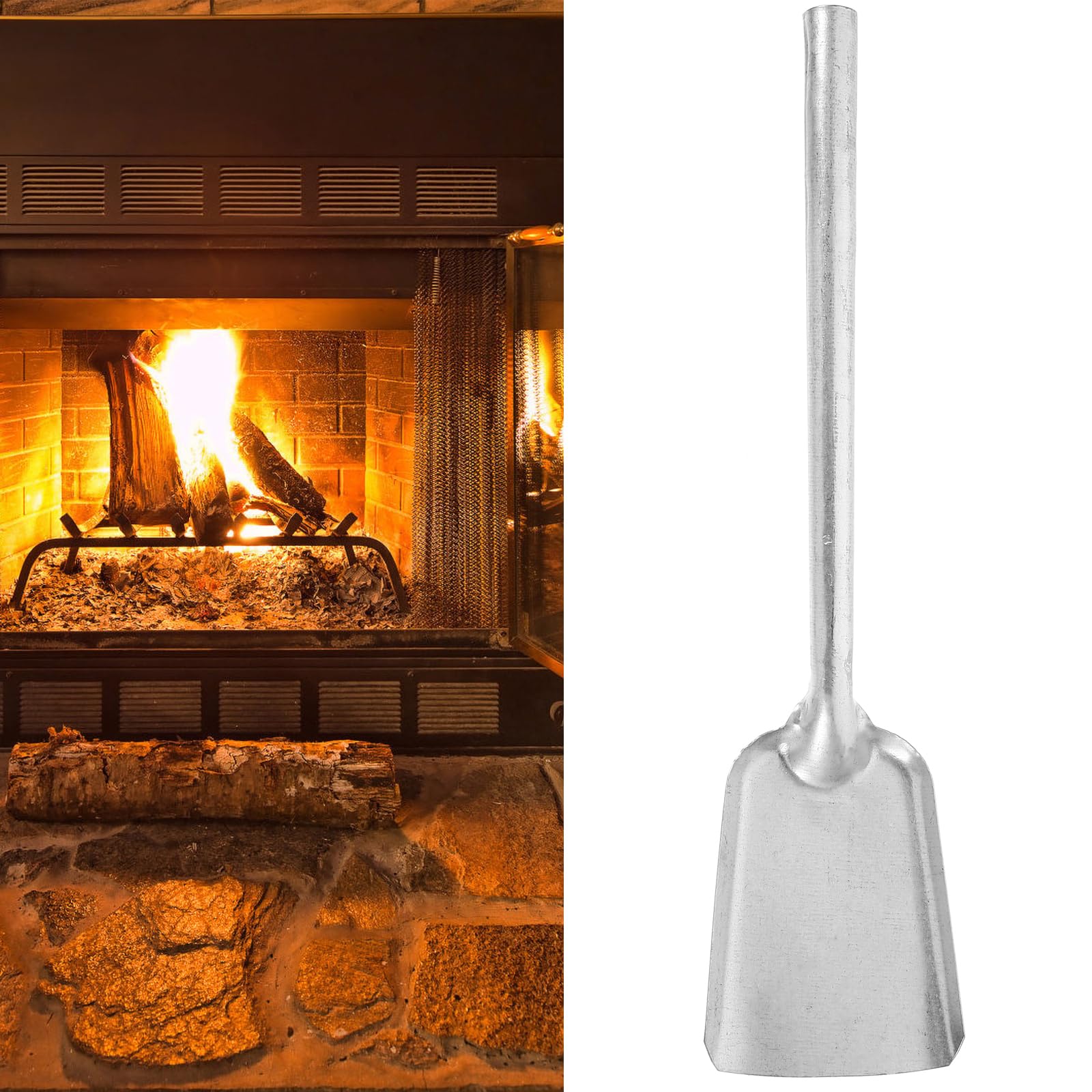 BESTOYARD 16-Inch Fireplace Shovel Long Ash Shovels with Handle BBQ Charcoal Poker Scoop, Mini Dust Pan, Oven Gardening, Wood Stove Hearth Cleaning