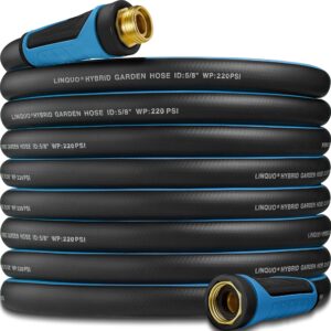 hybrid garden hose 100 ft x 5/8",heavy duty water hose with 3/4" solid brass fittings, no-tangle & no-kink,tough & flexible,durable& lightweight,non-expanding garden hoses for yard, outdoor, rv