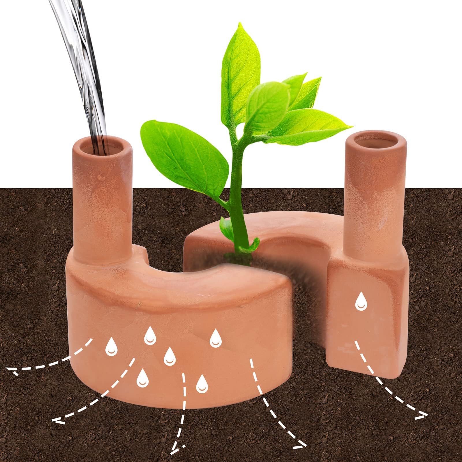 JUMILAND Self-Watering Terracotta Plant Watering Devices Automatic Plant Watering Spikes Easy Self-Irrigation for Houseplants, Garden, and Flowers.