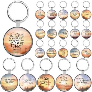 Ferreve Church Gifts in Bulk 36 Religious Keychains Christian Charms Scripture Quote Keychain Bible Verse Gifts Mini Religious Keychain Mother's Day Church Gifts for Church Women, 18 Styles