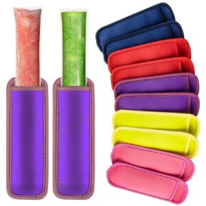 reusable ice popsicle holders - maqihan 10 pcs ice pop bags neoprene ice pop sleeves for frozen treats yogurt tubes ice cream boys girls party durable anti-freezing no drip in 5 assorted colors