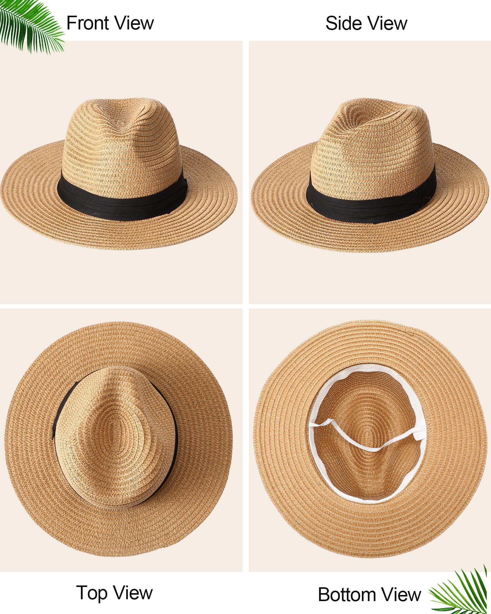 3 Pcs Women Straw Bag Rattan Wide Brim Sun Hat Woven Earrings for Summer Beach