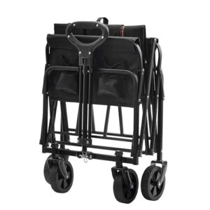 VEVOR 350lbs Collapsible Foldable Wagon Cart, Heavy Duty Foldable Utility Beach Wagon with Big Wheels, Portable Garden Cart Grocery Wagon Camping Wagon with All Terrain Wheels and Drink Holder