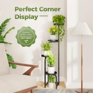 Bamworld Tall Plant Stand Indoor Outdoor, Corner Metal Flower Pot Stands for Multiple Plants, 4 Tier Heavy Duty Plant Shelf for Patio Garden Balcony Living Room Bedroom