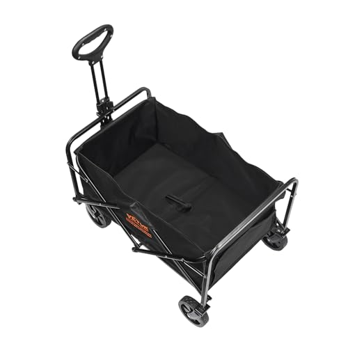 VEVOR 350lbs Collapsible Foldable Wagon Cart, Heavy Duty Foldable Utility Beach Wagon with Big Wheels, Portable Garden Cart Grocery Wagon Camping Wagon with All Terrain Wheels and Drink Holder