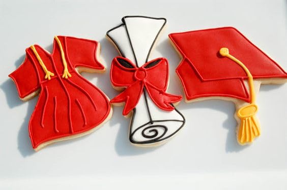 3Pcs Graduation Cookie Cutters, Stainless Steel Molds Graduation Cap, Gown, Diploma Shapes for High School College Parties