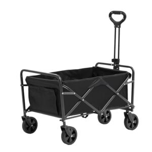 VEVOR 350lbs Collapsible Foldable Wagon Cart, Heavy Duty Foldable Utility Beach Wagon with Big Wheels, Portable Garden Cart Grocery Wagon Camping Wagon with All Terrain Wheels and Drink Holder