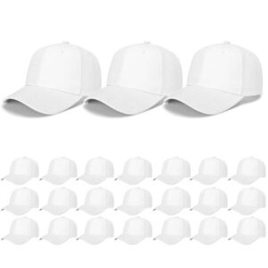 zh plain baseball caps 24 pc blank baseball caps adjustable back strap plain baseball cap for trucker men women wholesale bulk baseball caps (us, alpha, one size, large, white)