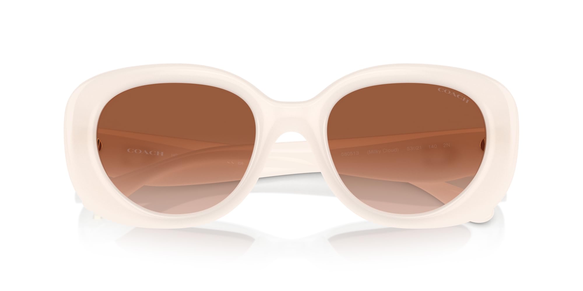 COACH Women's HC8391U Pillow Tabby Universal Fit Oval Sunglasses, Milky Cloud/Brown Gradient, 53 mm