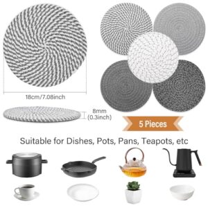 Tidponra Trivet Mats Set for Hot Dishes, 5 Heat Resistant Pot Holders Kitchen Counter, Table, Home Essentials, Anti Stain Hot Pads Plate Mats for Hot pots and Pans, 7 Inches