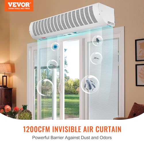 VEVOR 36" Commercial Indoor Air Curtain Super Power 2 Speeds 1200CFM, Wall Mounted Air Curtains for Doors, Indoor Over Door Fan with Heavy Duty Limit Switch, Easy-Install 110V Unheated