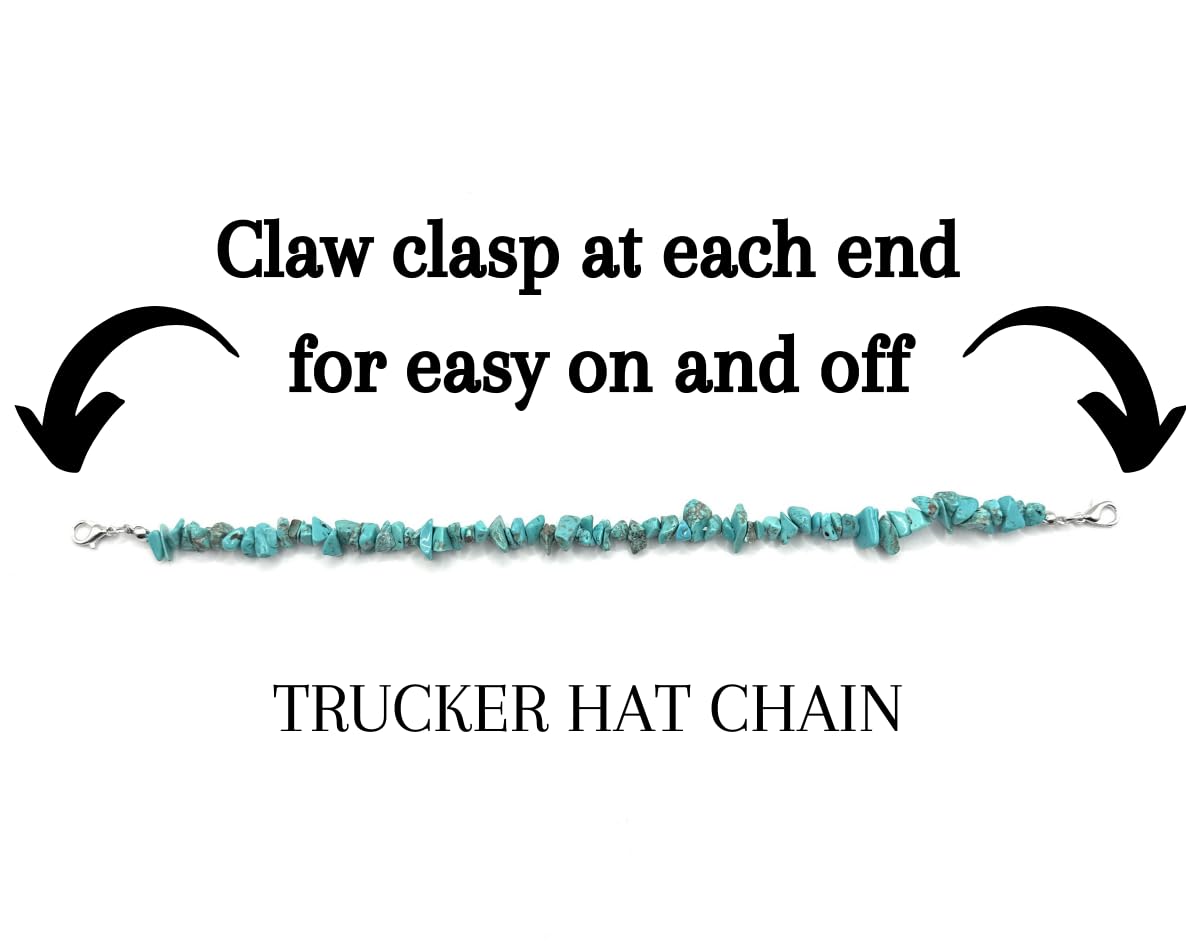 1 Piece Trucker Hat Bill Chain Accessory Detachable Chains for Hat Necklace Purse Assorted Styles (Turquoise)