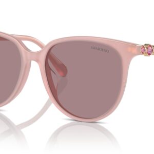 SWAROVSKI SK6023D Sunglasses, Milky Pink/Light Purple Brown, 56 mm