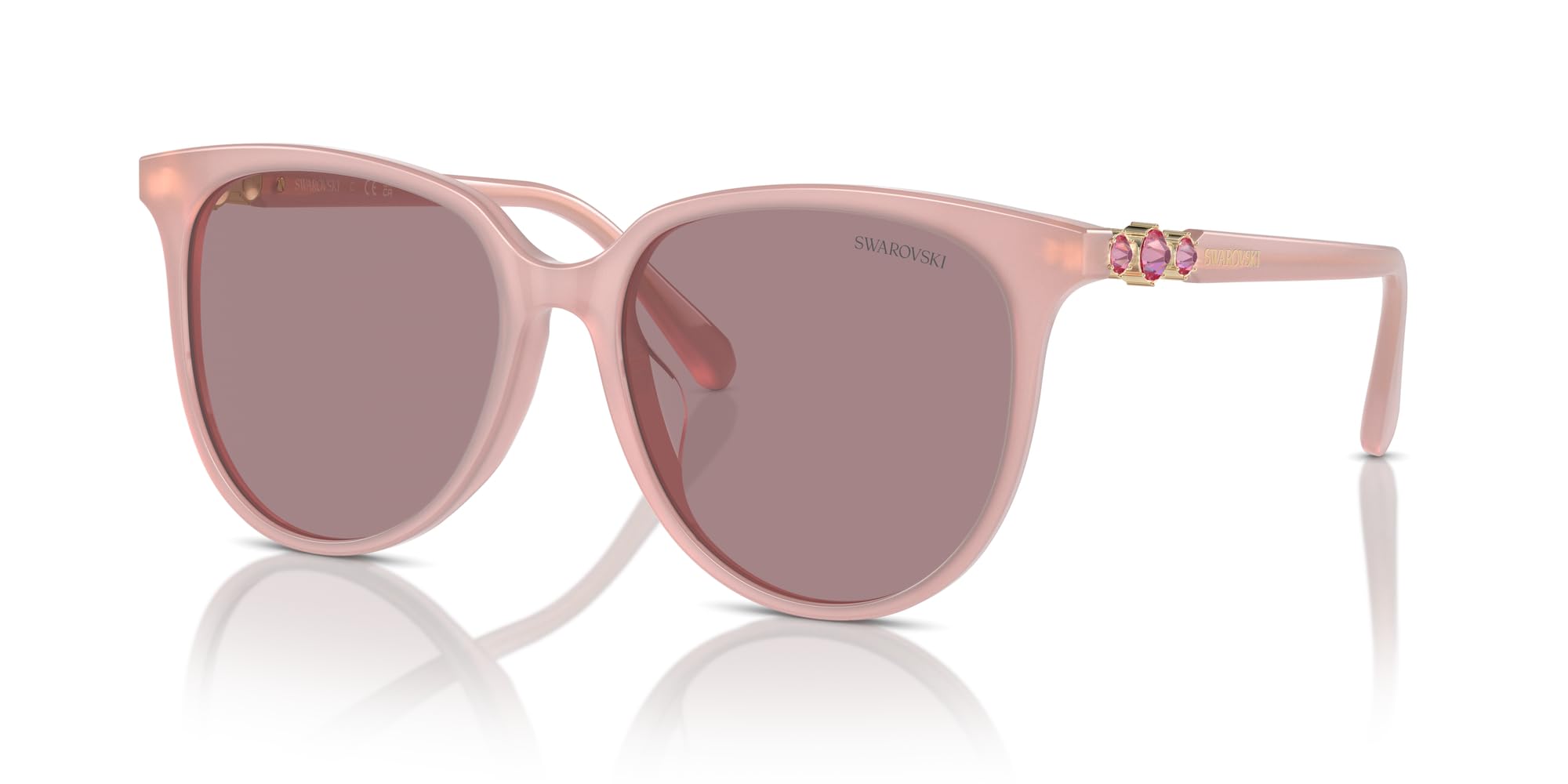 SWAROVSKI SK6023D Sunglasses, Milky Pink/Light Purple Brown, 56 mm