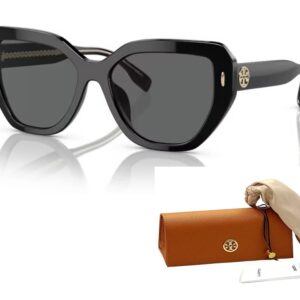 Tory Burch TY7194U 170987 55MM Black/Dark Grey Cateye Sunglasses for Women + BUNDLE With Deisgner iWear Complimentary Eyewear Kit