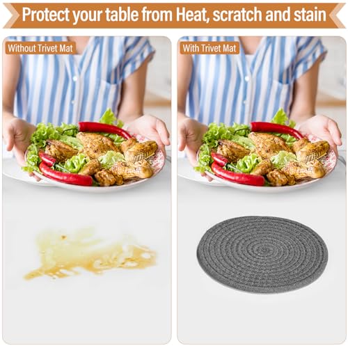 Tidponra Trivet Mats Set for Hot Dishes, 5 Heat Resistant Pot Holders Kitchen Counter, Table, Home Essentials, Anti Stain Hot Pads Plate Mats for Hot pots and Pans, 7 Inches