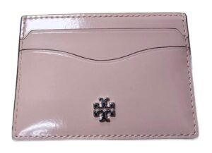 tory burch 139340 emerson clay pink with silver hardware patent women's slim card case, small