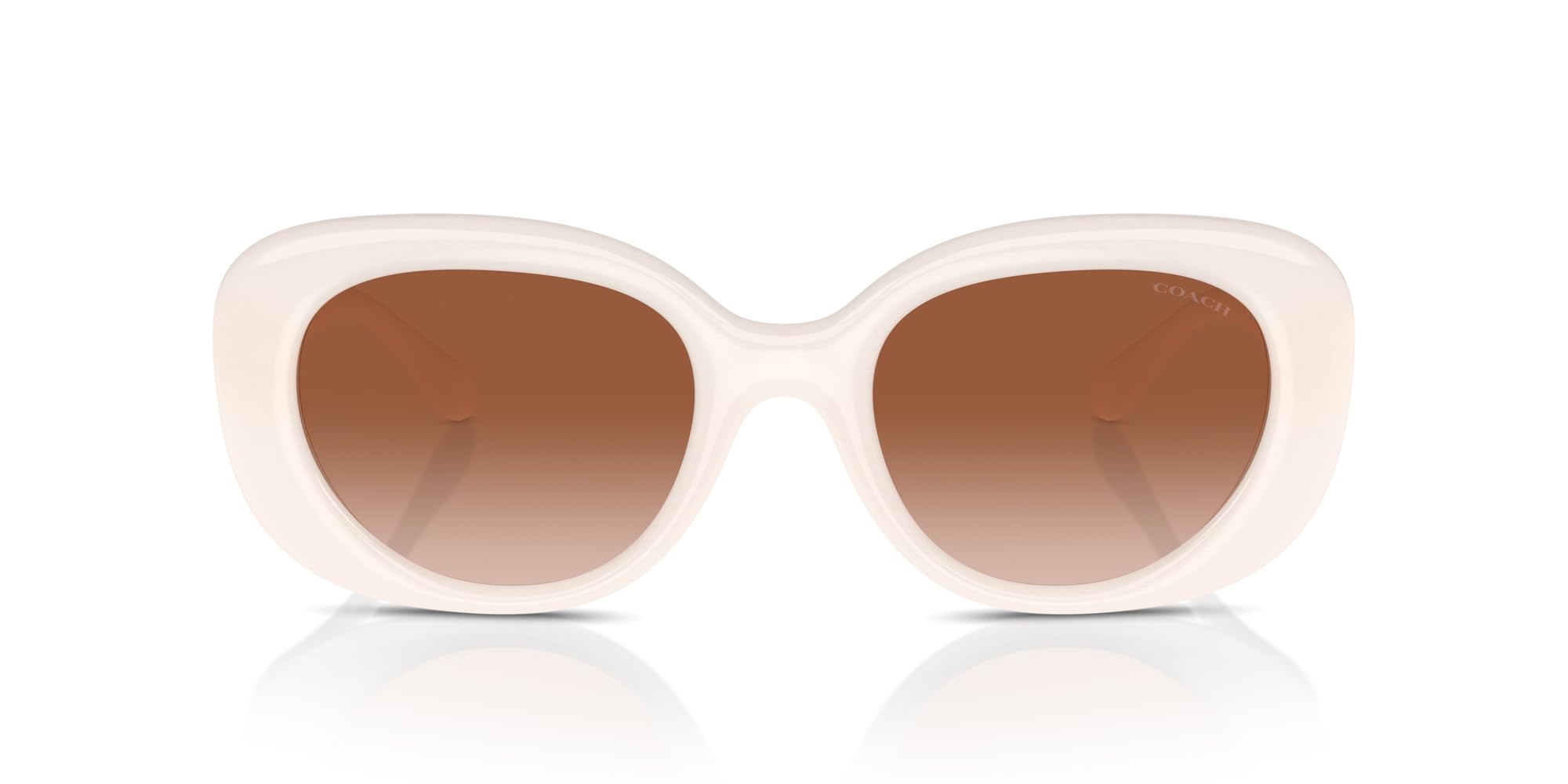 COACH Women's HC8391U Pillow Tabby Universal Fit Oval Sunglasses, Milky Cloud/Brown Gradient, 53 mm