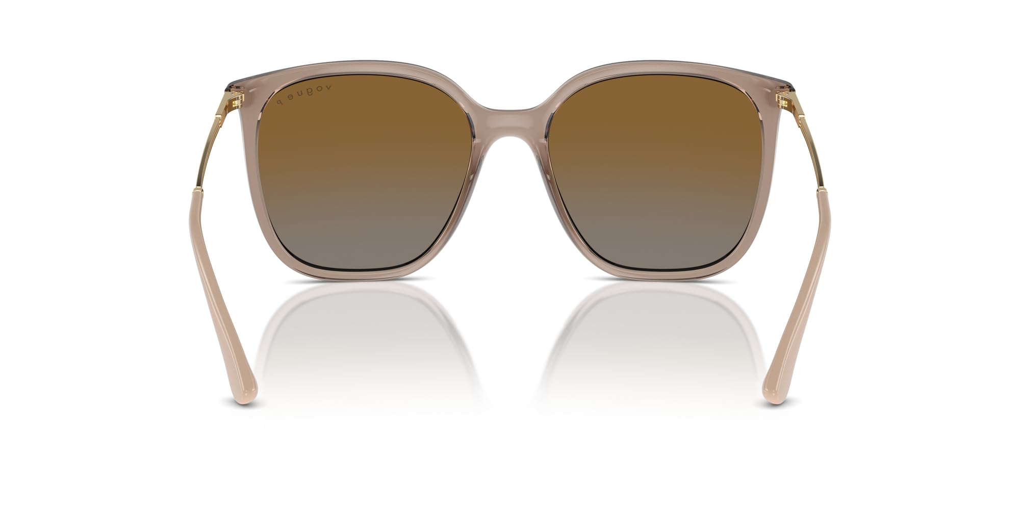 Vogue Eyewear Woman Sunglasses Transparent Brown Frame, Grey Gradient Brown Polarized Lenses, 54MM