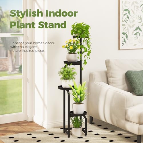 Bamworld Tall Plant Stand Indoor Outdoor, Corner Metal Flower Pot Stands for Multiple Plants, 4 Tier Heavy Duty Plant Shelf for Patio Garden Balcony Living Room Bedroom