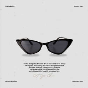 Generic Trendy Women's Sunglasses 4-Pack: Polarized, Rectangular Frame & Vintage Cat eye style Black Retro Eyewear for a Aesthetic Look - lentes de sol para mujer, fashion aaccessories