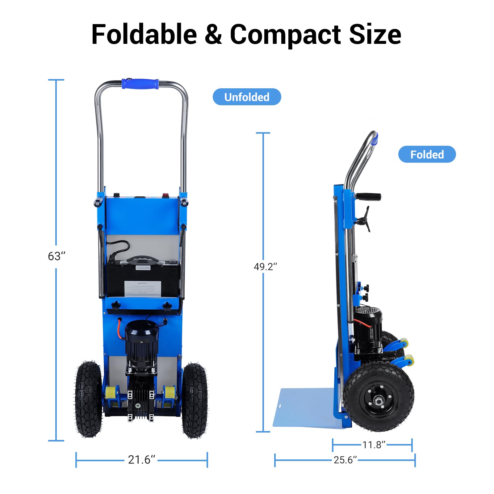 1200W Electric Stair Climbing Sack Hand Trucks Dolly, Gallon Drum Dolly, Stair Dollies Climber Heavy Duty Load 880 lbs with Telescoping Handle & Pneumatic Wheels for Moving Furniture Fridge Appliance