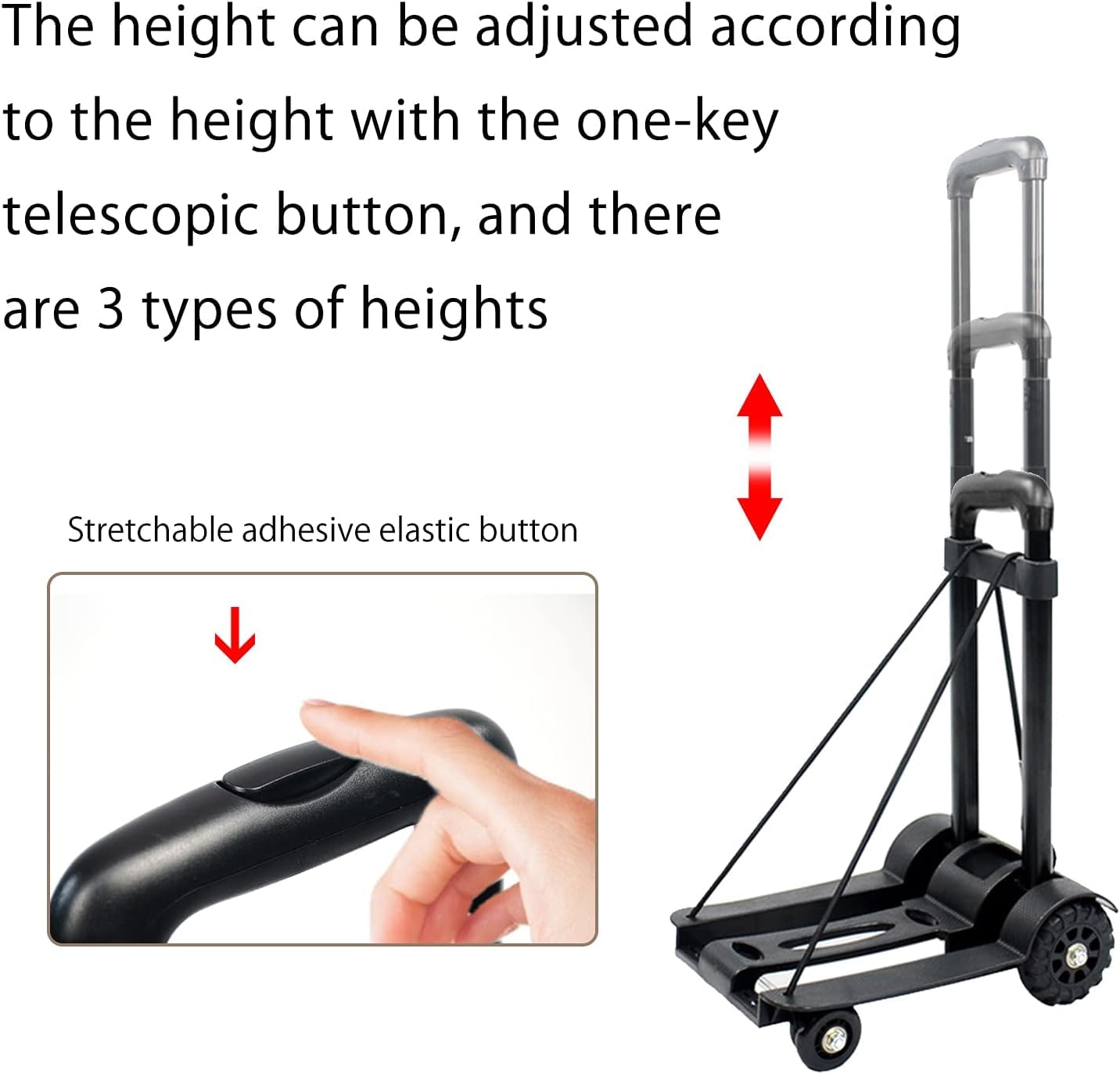 Hand Truck Dolly with 4-Wheels Folding Trolley Compact Luggage Cart for Travel, Moving and Office Use