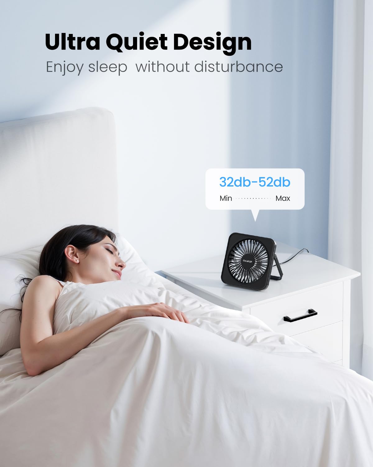 Gaiatop USB Desk Fan, 5 Inch Personal Fan Small Portable Table Fan with 180° Tilt Folding and 3 Speeds, Strong Wind Ultra Quiet Personal Cooling Fan For Office Home Bedroom Desktop Travel